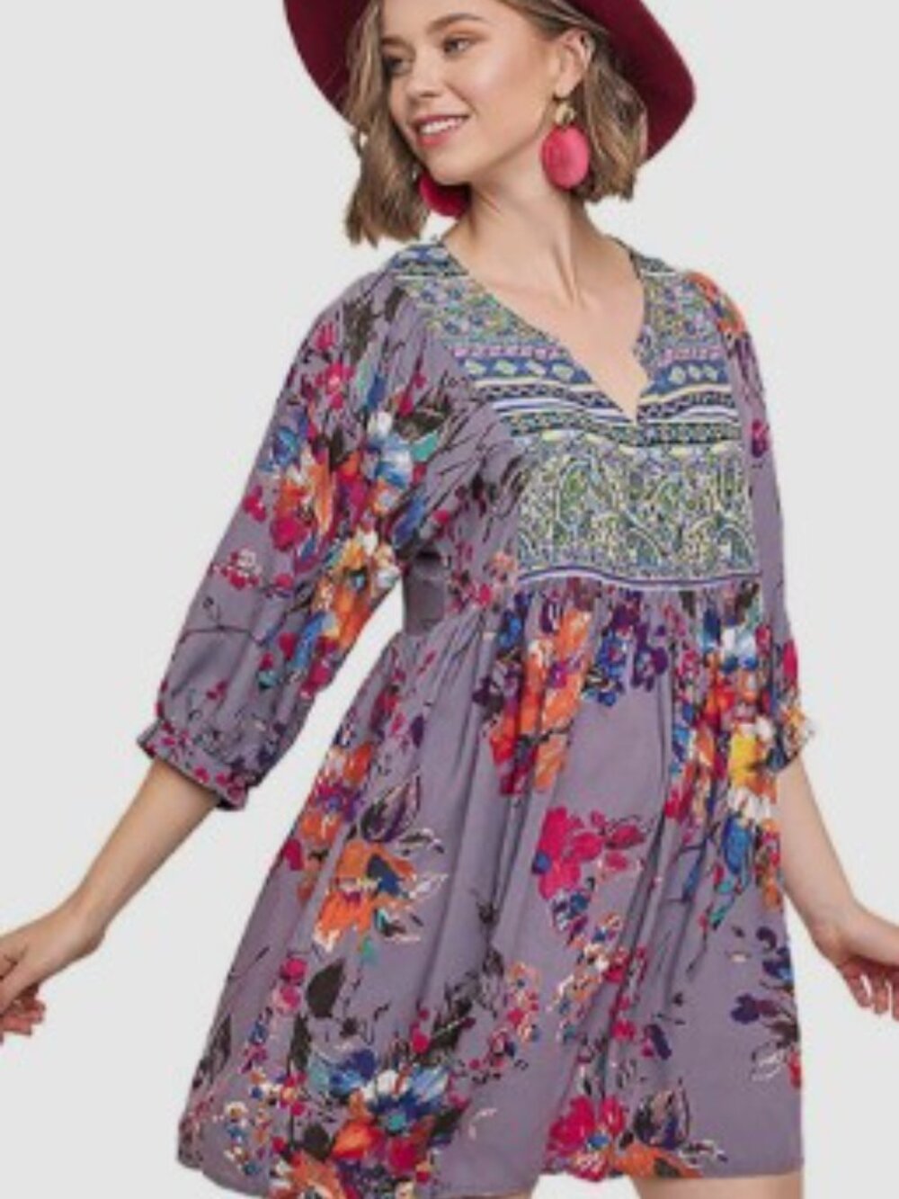 Umgee Boho Floral Tunic Dress